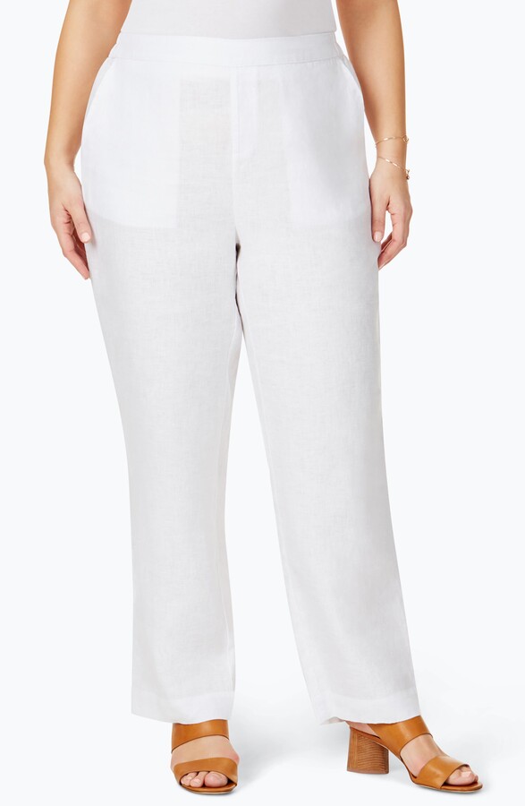 plus size white linen trousers