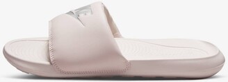 blue and pink nike slides