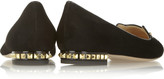 Thumbnail for your product : Charlotte Olympia Kitty Studs embroidered suede slippers