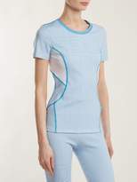 Thumbnail for your product : Fendi Logo Print Striped Performance T Shirt - Womens - Light Blue