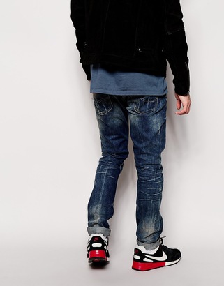 Lee Jeans Luke Skinny Fit Hard Wear Dark Distressed