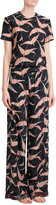 Thumbnail for your product : Valentino Printed Silk Wide Leg Pants