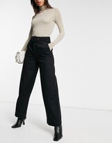 Thumbnail for your product : Selected cotton wide leg jeans with belt in black - BLACK