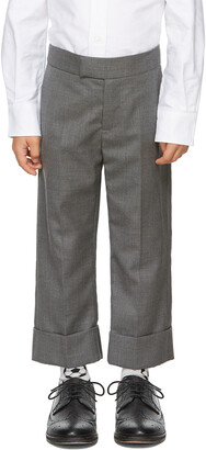 Thom Browne Kids Grey Super 120s Twill Classic Trousers
