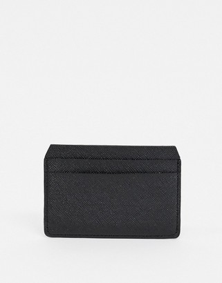 ASOS DESIGN leather card holder in black saffiano