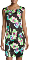 Thumbnail for your product : Lafayette 148 New York Floral-Print Square-Neck Dress, Black Multi