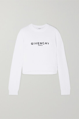 Givenchy Cropped Printed Cotton-jersey Sweatshirt - White