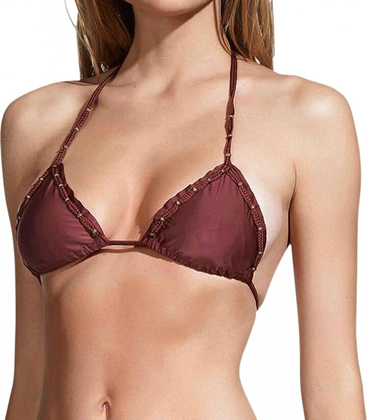 Vix Triangle Halter String Bikini Top In Burgundy