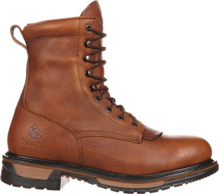 Rocky Men's Original Ride Lacer 8'' Waterproof Work Boots, 8 W, Tan Pitstop