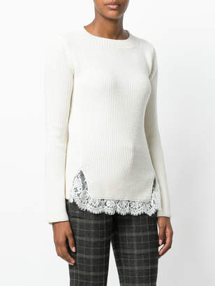 Ermanno Scervino ribbed lace trimmed sweater