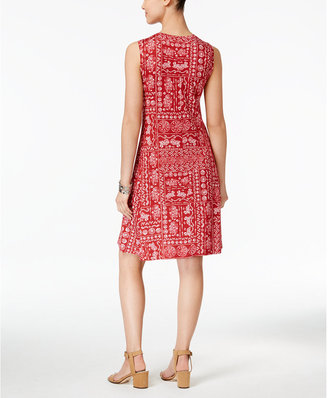 Style&Co. Style & Co Style & Co Petite Printed Fit & Flare Swing Dress, Created for Macy's