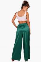 Thumbnail for your product : boohoo Sateen Wide Leg Woven Sports Trouser