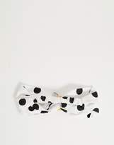 Thumbnail for your product : ASOS Design DESIGN headband with wooden circle detail in spot print in white