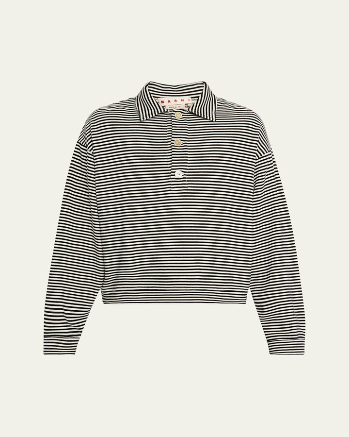 Marni Men's Sailor Stripe Cotton Polo Sweatshirt