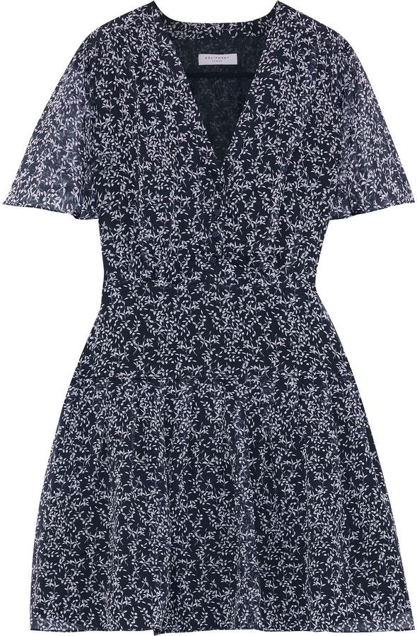 Equipment Lisle Pleated Floralprint Silkchiffon Mini Dress ShopStyle