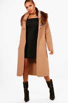Thumbnail for your product : boohoo Faux Fur Trim Coat