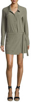 Thumbnail for your product : Halston Long-Sleeve Faux-Wrap Romper, Green