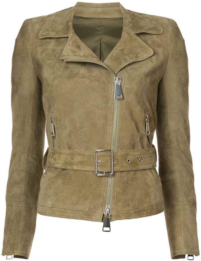 green faux suede jacket