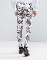 Thumbnail for your product : ASOS Wedding Super Skinny Suit PANTS in Cream Floral Print