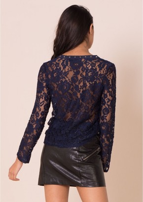 Missy Empire Sascha Navy Lace Lace Up Top