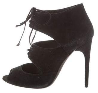 Tom Ford Lace-Tie Peep-Toe Booties