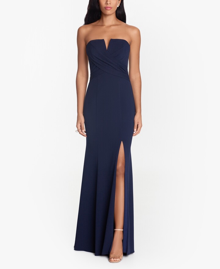 navy blue strapless dress