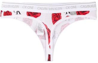 Calvin Klein Underwear Charming Rose Print Thong