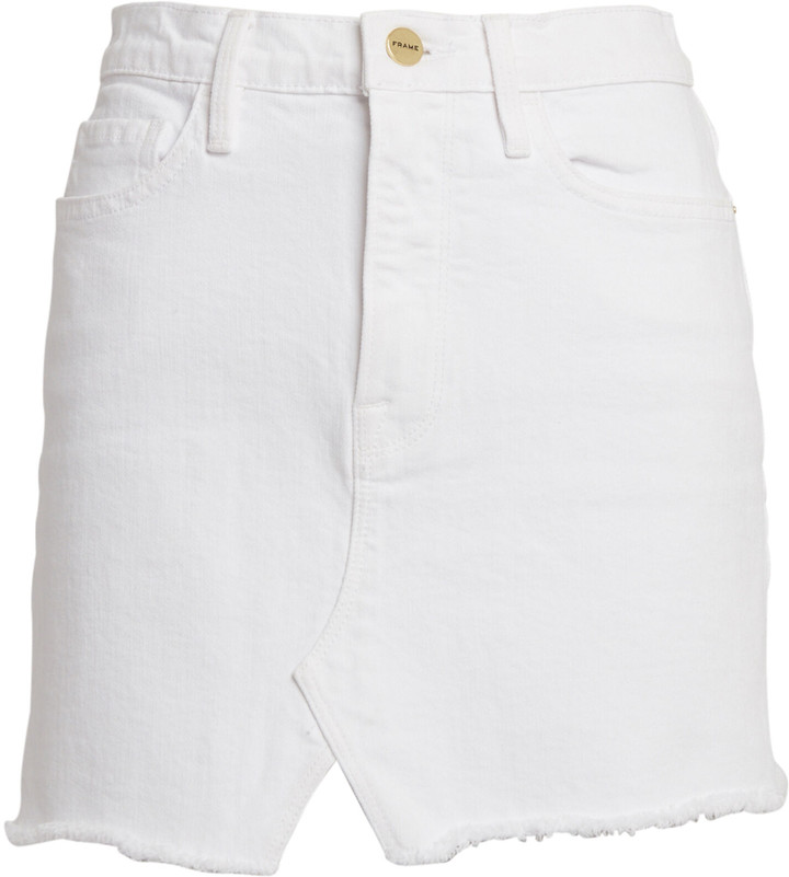 frame white denim skirt