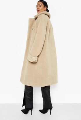 boohoo Tall Faux Fur Cuff Detail Longline Coat