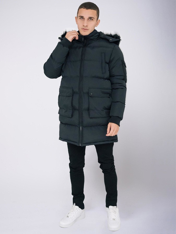 three quarter length padded coat