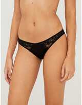 Thumbnail for your product : Coco de Mer Seraphine Spank low-rise satin and lace briefs