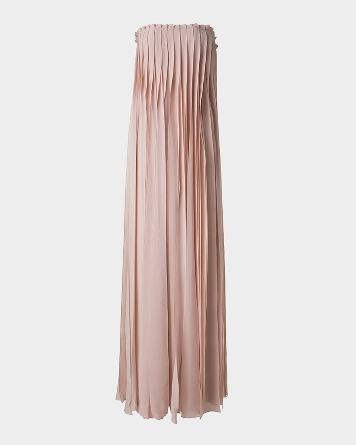 Akris Strapless Silk Georgette Ribbon Gown
