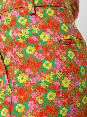 MSGM Slim-Fit Floral Print Trousers
