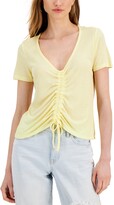 Thumbnail for your product : Derek Heart Juniors' Short Sleeve Ruched Center Top