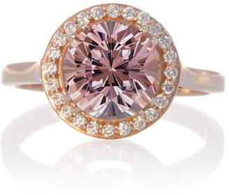 JeenJewels 1.25 Carat Round Halo Classic Diamond and Morganite Engagement Ring on 10 Rose Gold