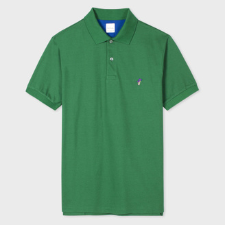 Paul Smith Men's Green Embroidered 'Mushroom' Motif Polo Shirt