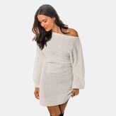 Thumbnail for your product : CUPSHE Women' Chunky Knit One-Shoulder Sweater Dre - Cuphe-M-White
