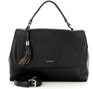 Iuntoo Black Leather Armonia Convertible Top Handle Bag