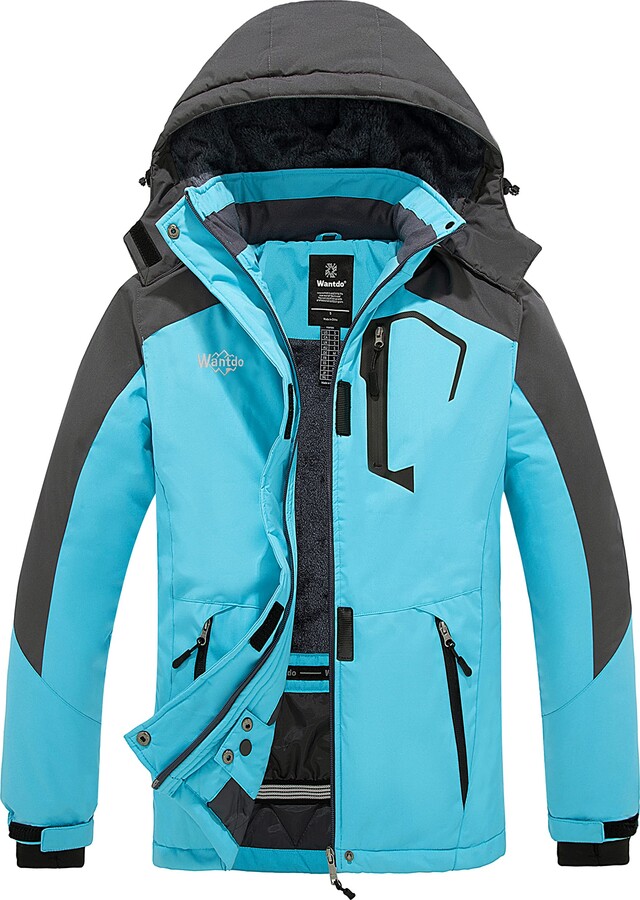 Wantdo Women's Mountain Hiking Jacket Outdoor Windproof Ski Jacket Water  Resistant Windbreaker Jacket Hooded Warm Fleece Coat Moonblue M - ShopStyle