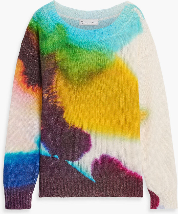 Printed mohair-blend sweater