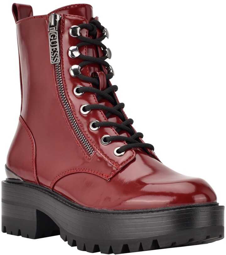 red combat boots womens