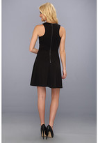 Thumbnail for your product : Laundry by Shelli Segal Faux Leather and Ponte Racer Back Flared Dress