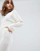 Thumbnail for your product : ASOS Design Co-Ord Jumper With V Neck In Wide Rib