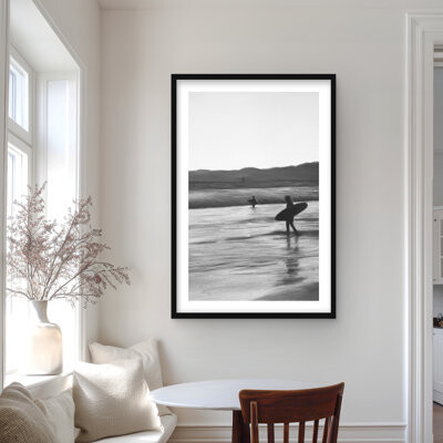 Lark Manor Surfers - White Framed Matted Print for Bedroom Decor