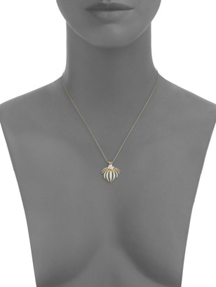 Annette Ferdinandsen Tropical Curled Palm Fan Pearl & 14K Yellow Gold Pendant Necklace