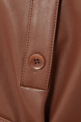 Tibi Belted Faux Leather Midi Dress - Dark brown