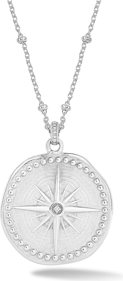 Dower & Hall Large True North Diamond Pendant In Sterling Silver