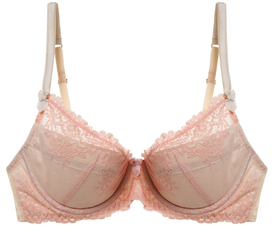 Mimi Holliday Sugared Almond Fully Padded Super Plunge Silk Raised Lace Bra