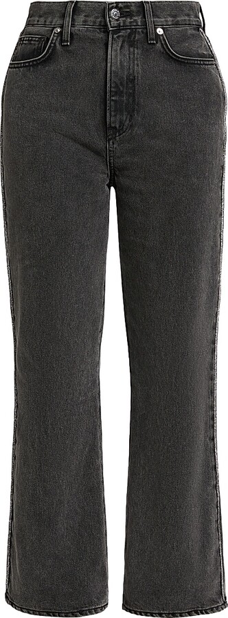Veronica Beard Women's Dylan Crystal-Embellished High-Rise Straight-Leg Jeans - Washed Onyx - Size 27