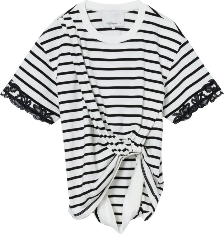3.1 Phillip Lim lace-trim draped T-shirt